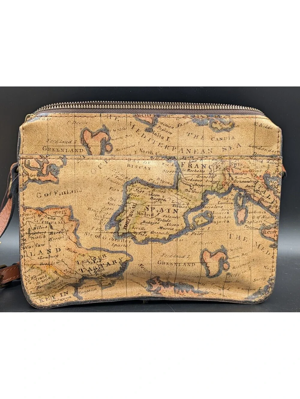 Patricia Nash Nerina Crossbody Bag European Map Leather NWT Dust Bag Included